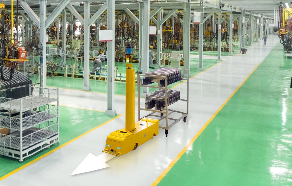 Ứng dụng AGV chuyển hàng tự động trong nhà máy công nghiệp