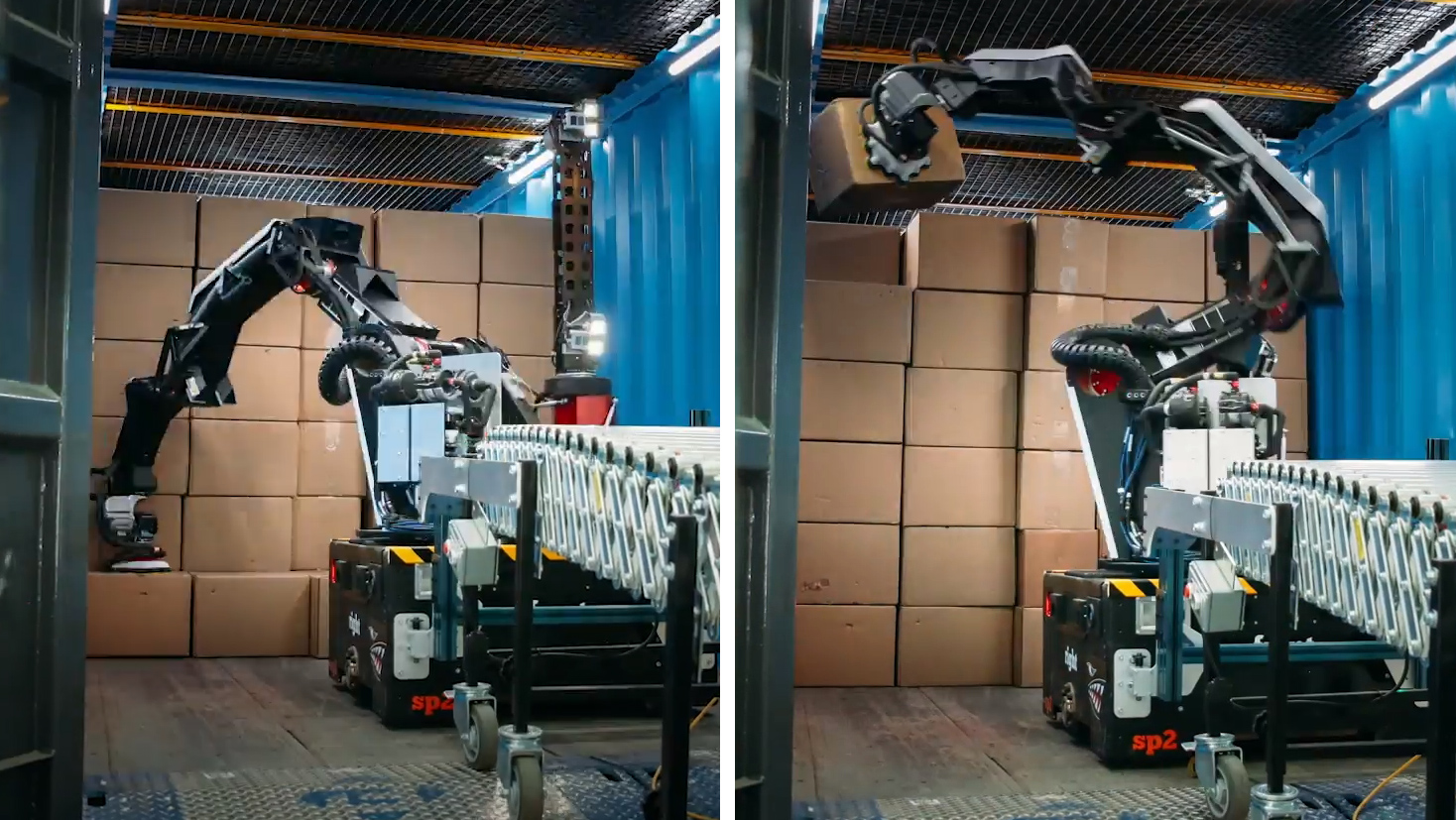  Robot xếp hàng lên tự động trong dây chuyền sản xuất.